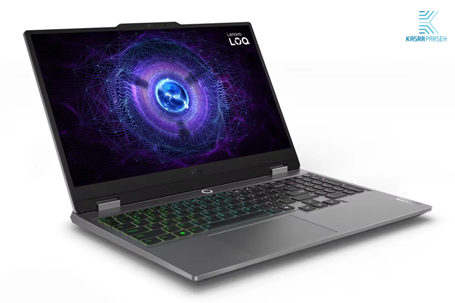 laptop-loq-i5-2- لپتاپ گیمینگ Lenovo LOQ 15IAx9 با پردازنده Intel Core i5-12450HX، رم 12 گیگ DDR5 و حافظه SSD 512 گیگ، طراحی مشکی با بدنه ضخیم و کیبورد نور پسزمینهدار